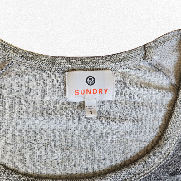 Sundry Gray Star Print EASY Pullover USA Made Relaxed Sweatshirt Size 1 Small - Picture 10 of 11